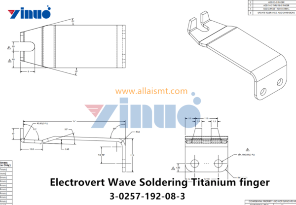 Wave soldering fingers 3-0257-192-08-3 ELECTROVERT FINGER,RIGID,TITANIUM,STRAIGHT L