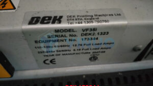 173344 DEK VAC UNIT 800 SERIES VF35 INTEGRAL 110 230V 50 60HZ